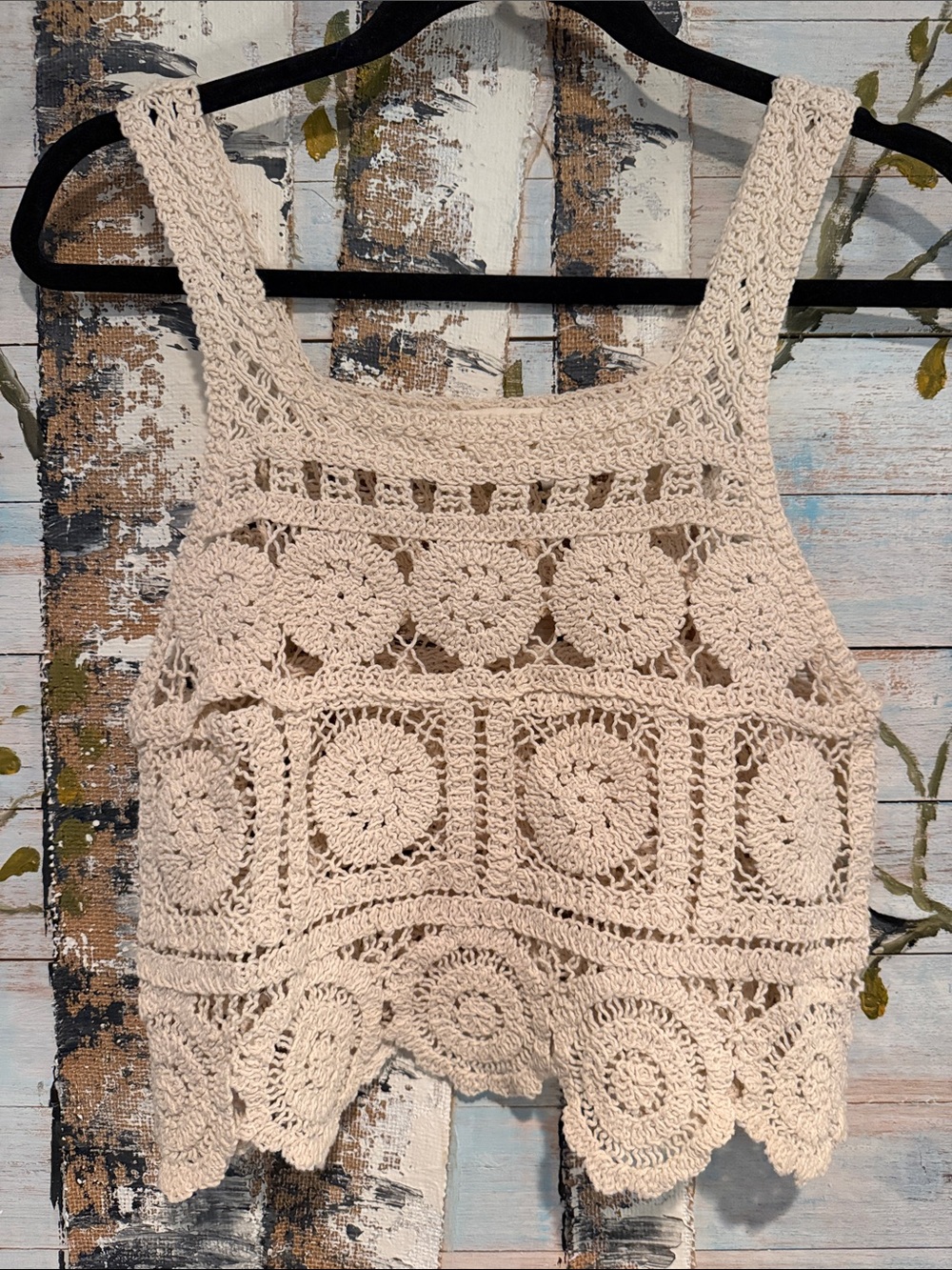 Rebellion Cream Crochet Camisole Tank